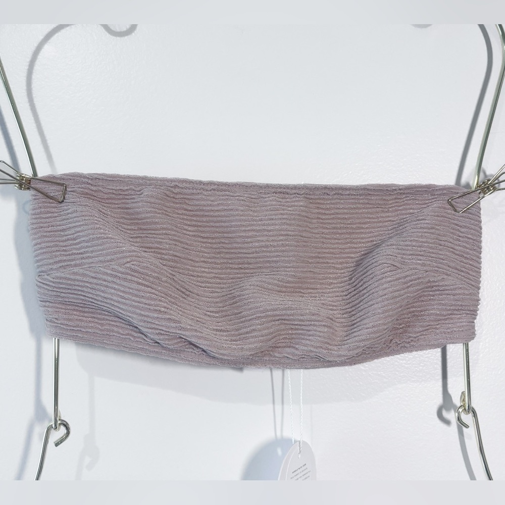 Rumer Cassidy Maillot Ribbed Bandeau Bikini Swimsuit Summer Beach Top Nude NWT